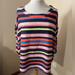 Project RUNWAY Rainbow Striped Top Sz L